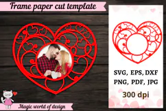 Heart Frame,Valentine Heart,Heart Paper Cut SVG,Flower Frame Product Image 2