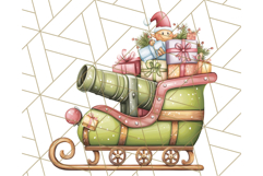 Santa Sleigh Ride Clipart PNG, Flying Reindeer Christmas Art Product Image 3