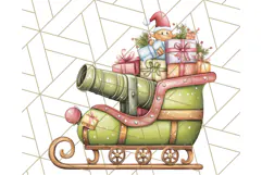 Santa Sleigh Ride Clipart PNG, Flying Reindeer Christmas Art Product Image 3