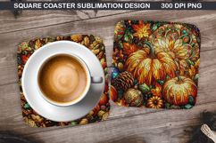 Pumpkin Coaster Sublimation, Halloween Coaster PNG Design Product Image 1