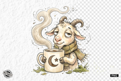 Whimsical Farm Animals Drink Coffee Clipart Product Image 1