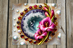 3D Flowers &amp; pearls | Skinny tumbler sublimation designs P2 Product Image 3