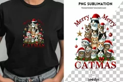Catmas Sublimation Print, Transparent PNG Design for POD Product Image 1
