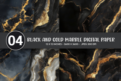 Black and Gold Marble Digital Paper Product Image 1