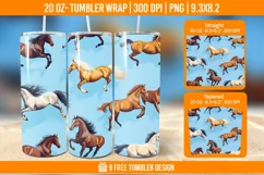 Horse Seemless Tumbler Wrap Designs, Sublimation Wrap Product Image 1
