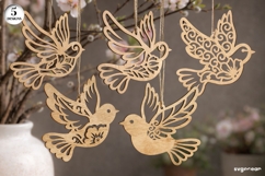 Spring Bird Ornaments Laser Cut Bundle | Glowforge | SVG Product Image 1