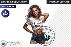 French Girl Clipart PNG, French woman, I love Paris Clipart Product Image 1