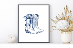 Blue Coquette Bow Cowboy Boot Print Product Image 7