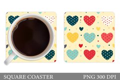 Hearts Coaster Design. Colorful Hearts Coaster Sublimation Product Image 1