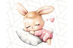 Sleeping Baby Animals PNG, Cozy Pajama Bedtime Clipart Png Product Image 3