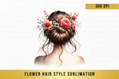 flower hair style sublimation, hair style woman clipart Product Image 9