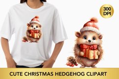 Cute Christmas Hedgehog Clipart, Hedgehog sublimation Product Image 1