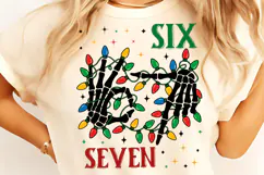 Six Seven 6 7 67 Meme Christmas Xmas PNG, Funny Skeleton PNG Product Image 2