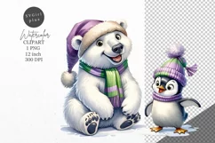 Christmas clipart, Polar bear clipart, Christmas sublimation Product Image 1
