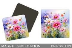Wildflowers Magnet Design. Flowers Magnet Sublimation Product Image 1