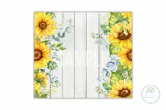 Farmhouse Sunflower Tumbler Wrap Sublimation Design PNG Product Image 3