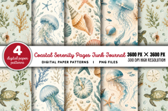 Coastal Serenity Junk Journal Pages PNG Product Image 1