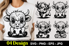 Fluffy Cow Cartoon SVG PNG Product Image 1