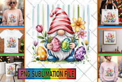 Cheerful TOTE BAG Sublimation Art, Easter Gnomes Product Image 1