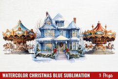 Watercolor Christmas Blue Sublimation Product Image 1