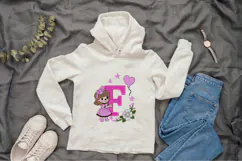 Letter F Girl Machine Embroidery Design Product Image 3