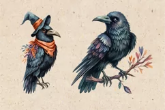 Watercolor Halloween Raven. PNG sublimation Product Image 2
