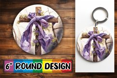Religious Floral Circle Keychain Sublimation Product Image 1