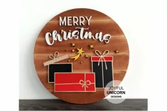 Merry Christmas Round Door Sign | Christmas Door Hager SVG Product Image 1