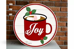 Christmas Joy Sign SVG| Hot Cocoa Mug Chritmas Door Hanger Product Image 1