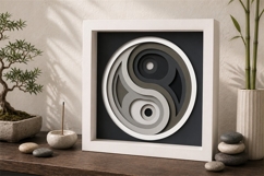 Yin Yang Shadow Box Layered Paper Cut Product Image 2