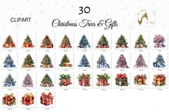 Watercolor Christmas Trees and Gifts Clipart Product Image 2