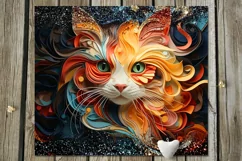 3D papercut cats | 8 Skinny tumbler sublimation designs, JPG Product Image 7