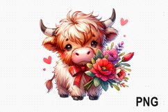 Cow And Flowers Sublimation - Cow Flowers Clipart PNG Design Product Image 1