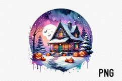Cozy Halloween Cottage Sublimation - Cozy Cottage Landscape Product Image 1