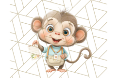 Zoo Monkeys Clipart, Cute Cartoon Jungle Monkeys PNG Product Image 3