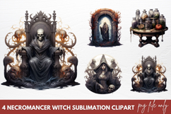 Watercolor Necromancer Witch Sublimation Clipart Product Image 1