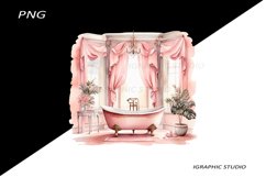 Vintage Bathroom Clipart, Product Image 1