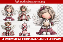 4 Whimsical Christmas Angel Clipart | Cute Holiday Angel PNG Product Image 1