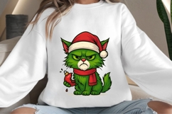 Funny Christmas green cat png design for T-shirts Product Image 4
