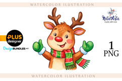 Christmas deer watercolor illustration Product Image 1
