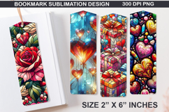 Flower Bookmarks Sublimation -Valentine Holly Berries PNG Product Image 1