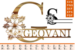 Flowers Split Monogram Font Alphabet Letters SVG Cut Files Product Image 2