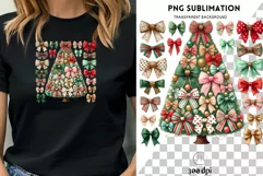 Colorful Coquette Christmas Tree PNG, Winter Sublimation Product Image 1