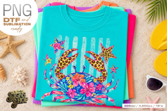 Patriotic Crab PNG, Floral Coastal Summer Shirt Design Product Image 4