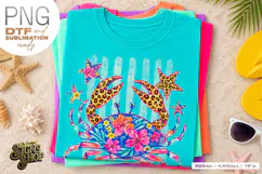 Patriotic Crab PNG, Floral Coastal Summer Shirt DTF Product Image 4
