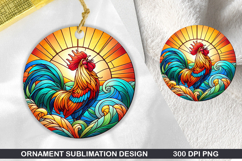 Chiken Stained Glass Ornament PNG, Digital Download File Product Image 1
