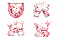 12 Couple of Rabbit watercolor clipart Product Image 7