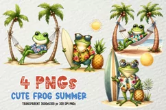 Cute Frog Summer Sublimation Design PNG|Sublimation Transpar Product Image 1