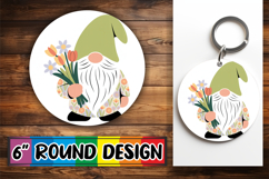 Cheerful Car Coaster Circle PNG, Spring Gnomes Product Image 1