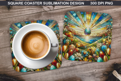 Flower Coaster Sublimation, Easter Coaster PNG Design Product Image 1